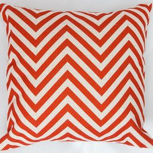 Orange Chevron Stripe Throw Pillow Cover, Set of 2